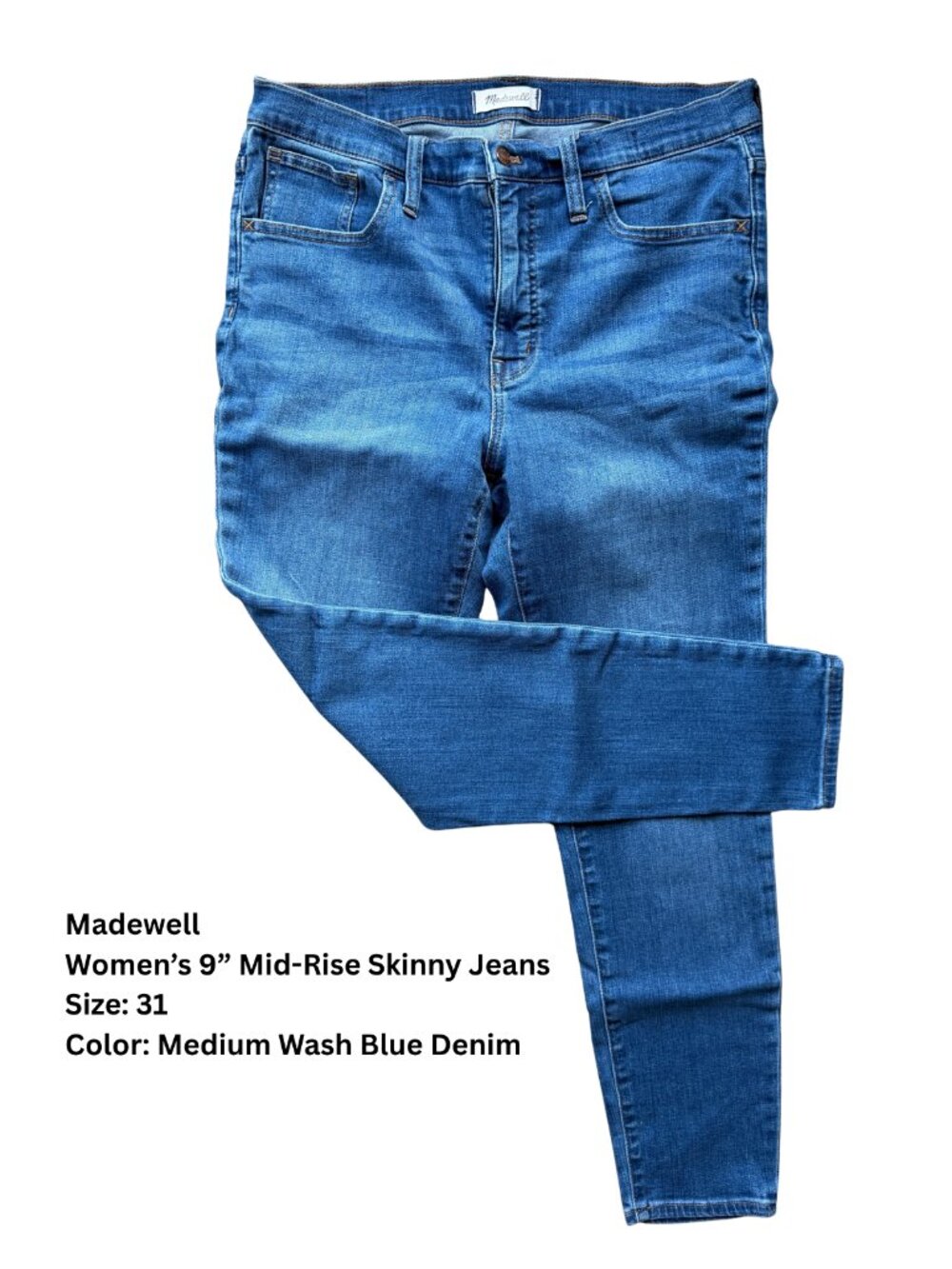 Madewell Women’s 9” Mid-Rise Skinny Jeans, Size 31